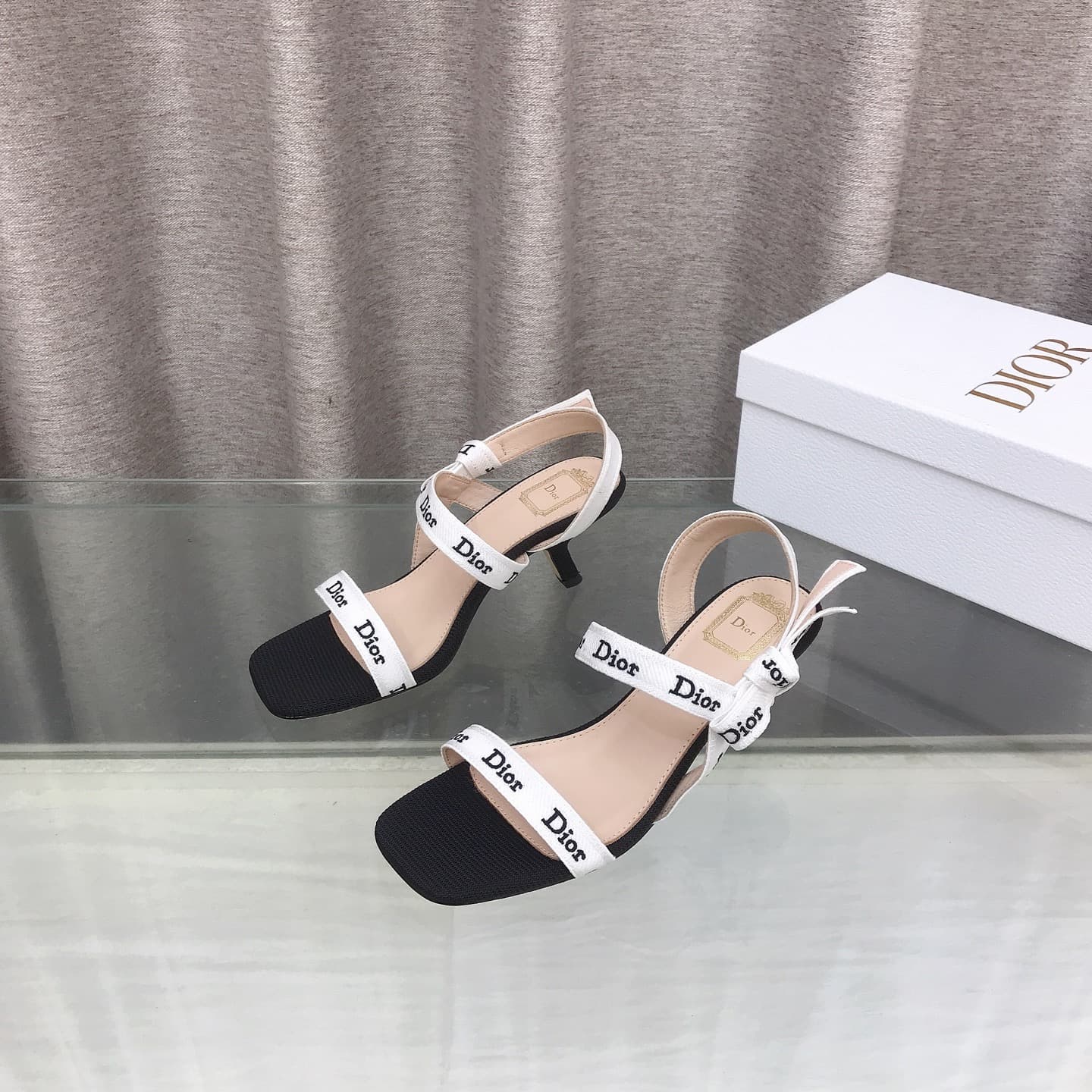 D6005 J’ADIOR Dior Dior 2026 – New early spring collection, high-end Dentelle high heels with bow details. Popular among stars, featuring CD letter logo and three-dimensional embroidery, pointed toe, open-toe, multi-colored slippers – the top-tier version — image 1