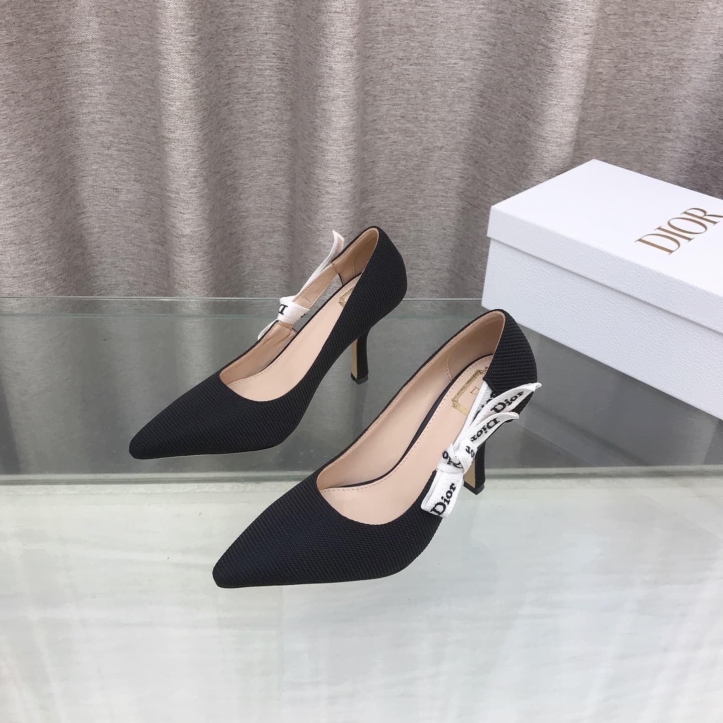 D6002 J’ADIOR Dior Dior 2026 Early Spring New Model Ribbon and bowed high heels for women. A popular model with a CD logo, flat foot shape, perforated color pattern. The most premium version on the market. — image 1
