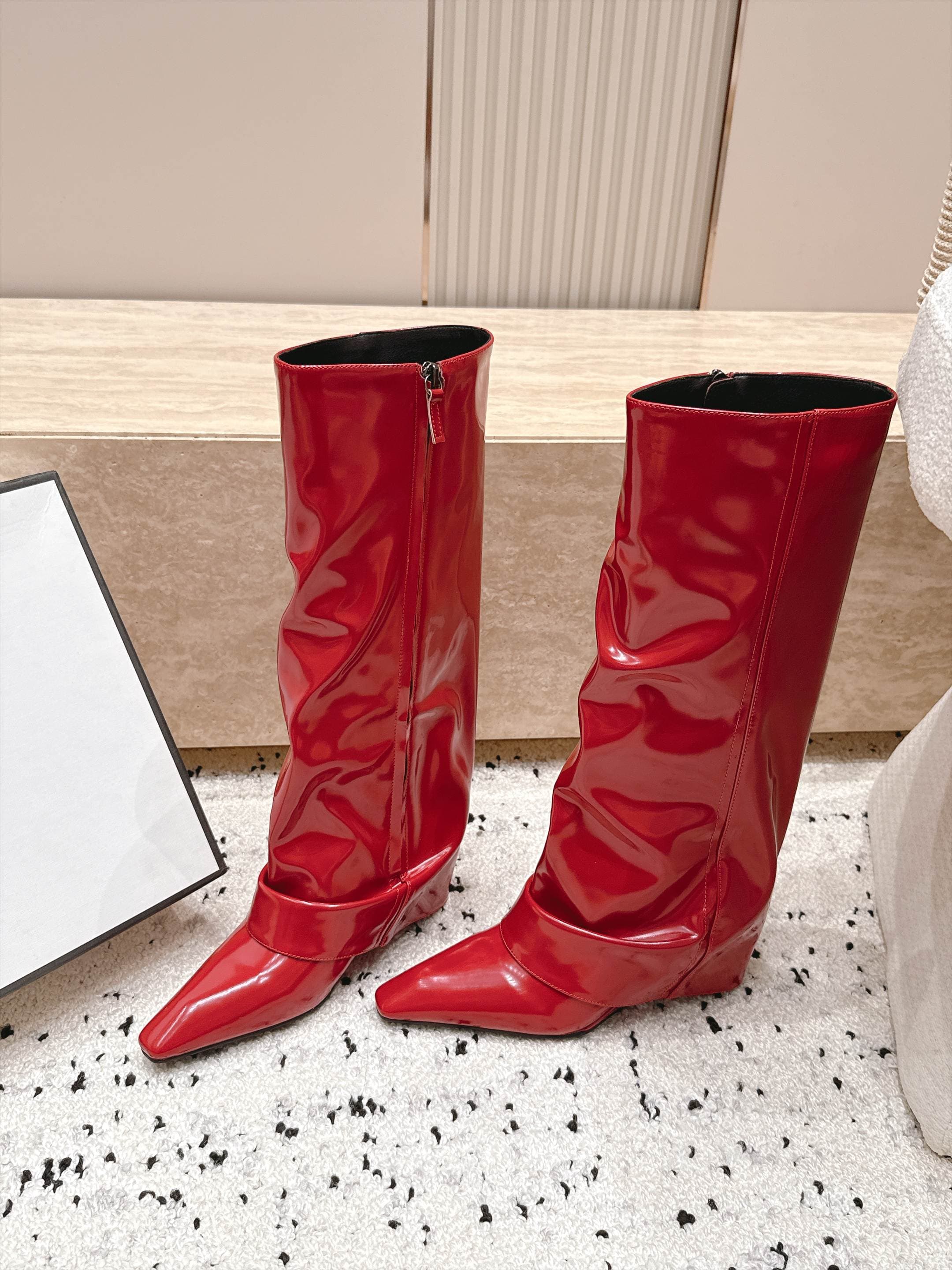 D8686 1couhe Niche trendy brand 26/vs Autumn new collection of popular boots… Square-toe, thick-heeled trouser boots — image 1