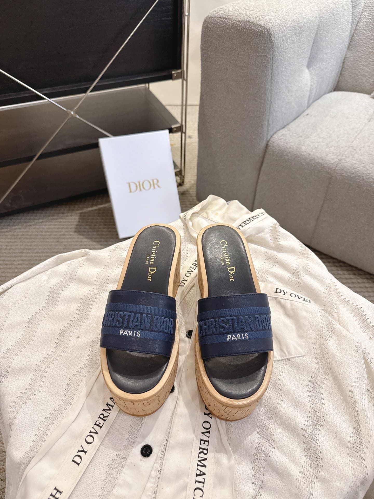 D5982 Dior Dior 2025 – New spring/summer model. Dway jelly-colored heeled women’s shoes with a CD logo embroidered in three-dimensional style, thick soles, round toe, and multi-color design. Soft slippers. — image 1