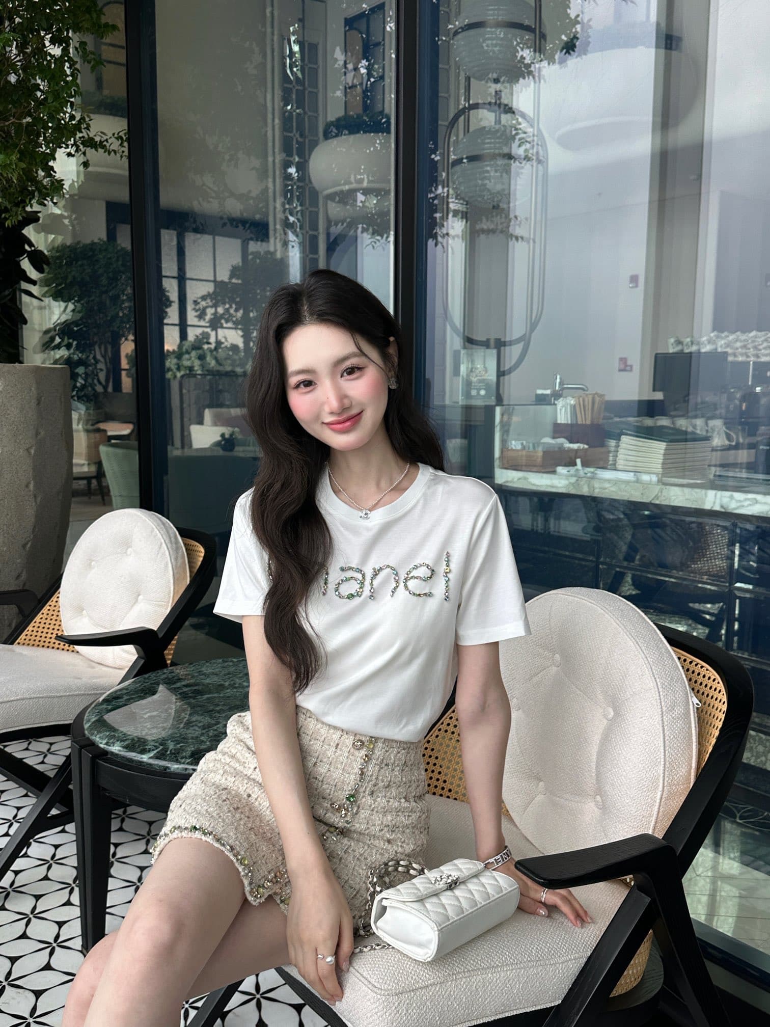 C18425 The galaxy shines 🪩chanel26 diamond short-sleeve shirt — image 1