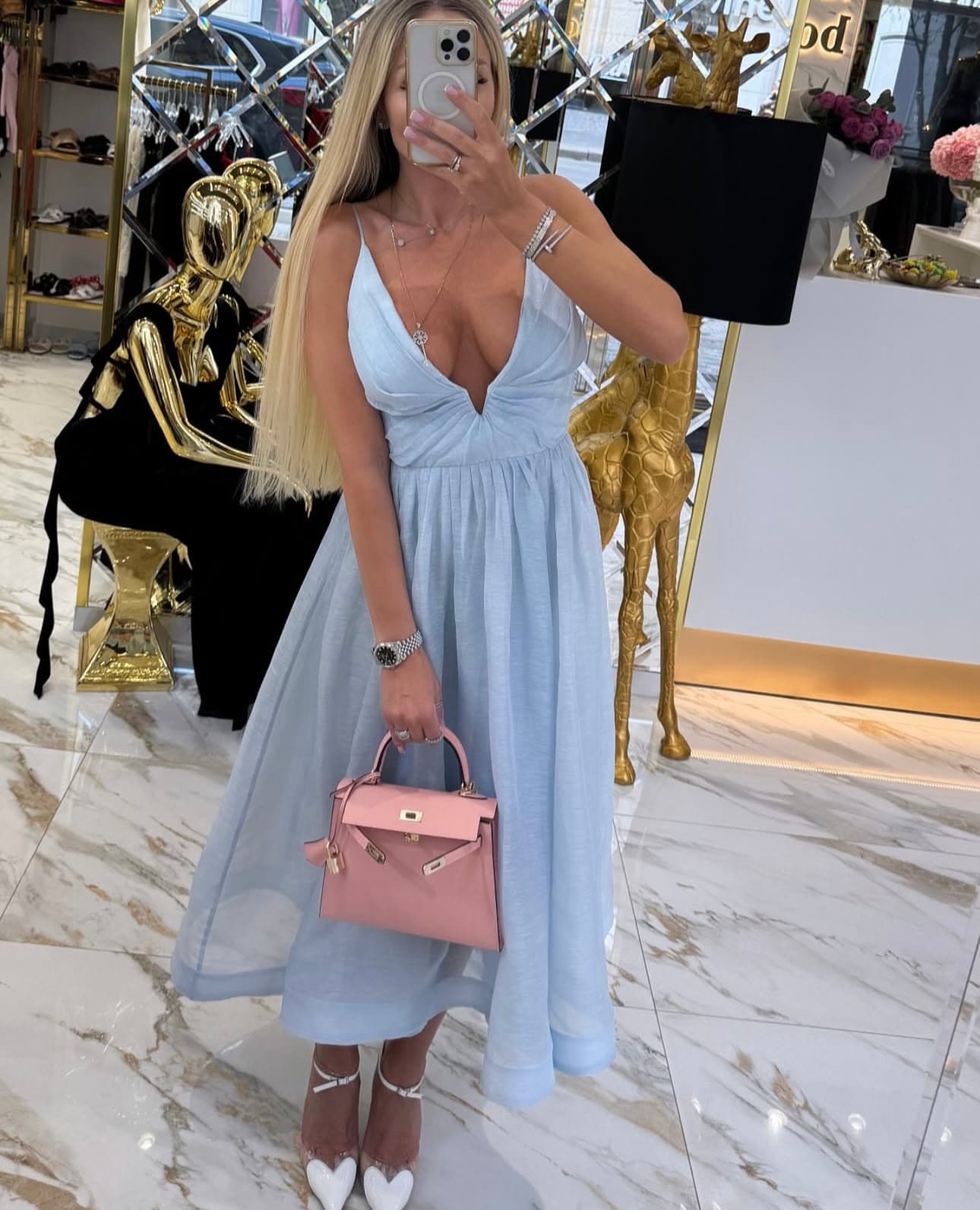 C18285 Style number 20251593 Zimmermann – New model, solid-color halter dress. Long dress, available in pink, blue, black, white, and yellow. S-XL sizes available; size M: elasticated bust circumference 80, waist circumference 72, total length 121. — image 1