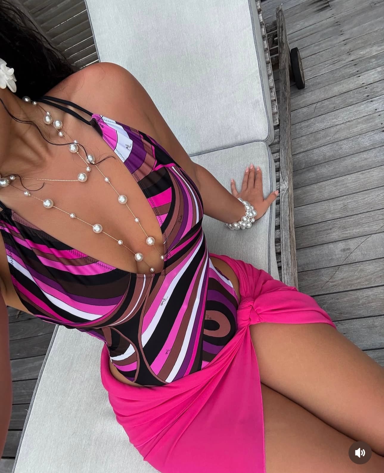 C24937 Style number 20250786 PUCC*. New model with mixed-color stripes and sexy one-piece swimsuit; pink color, S-XL size. — image 1