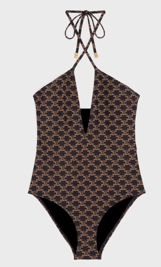 C24919 Celine swimsuit – New model from Celine’s store, elegant style. Patterned bikini with high-class elegance 😍🥰 Suitable for various swimming scenarios 🏊♀️ at the beach, swimming pool, hot spring, water park, and rafting too 😌 — image 1