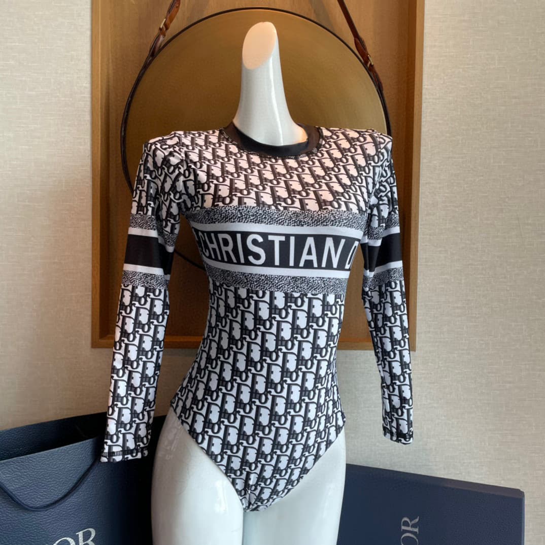 C24897 Dior swimsuit – Chanel Dior long-sleeved, sexy goddess 🥰😍👙❤️😍🥰 – suitable for various scenarios 🏊♀️ At the beach, swimming pools, hot springs, water parks, and rafting trips – all are great options 😌 It can be worn both under clothes and on top as — image 1
