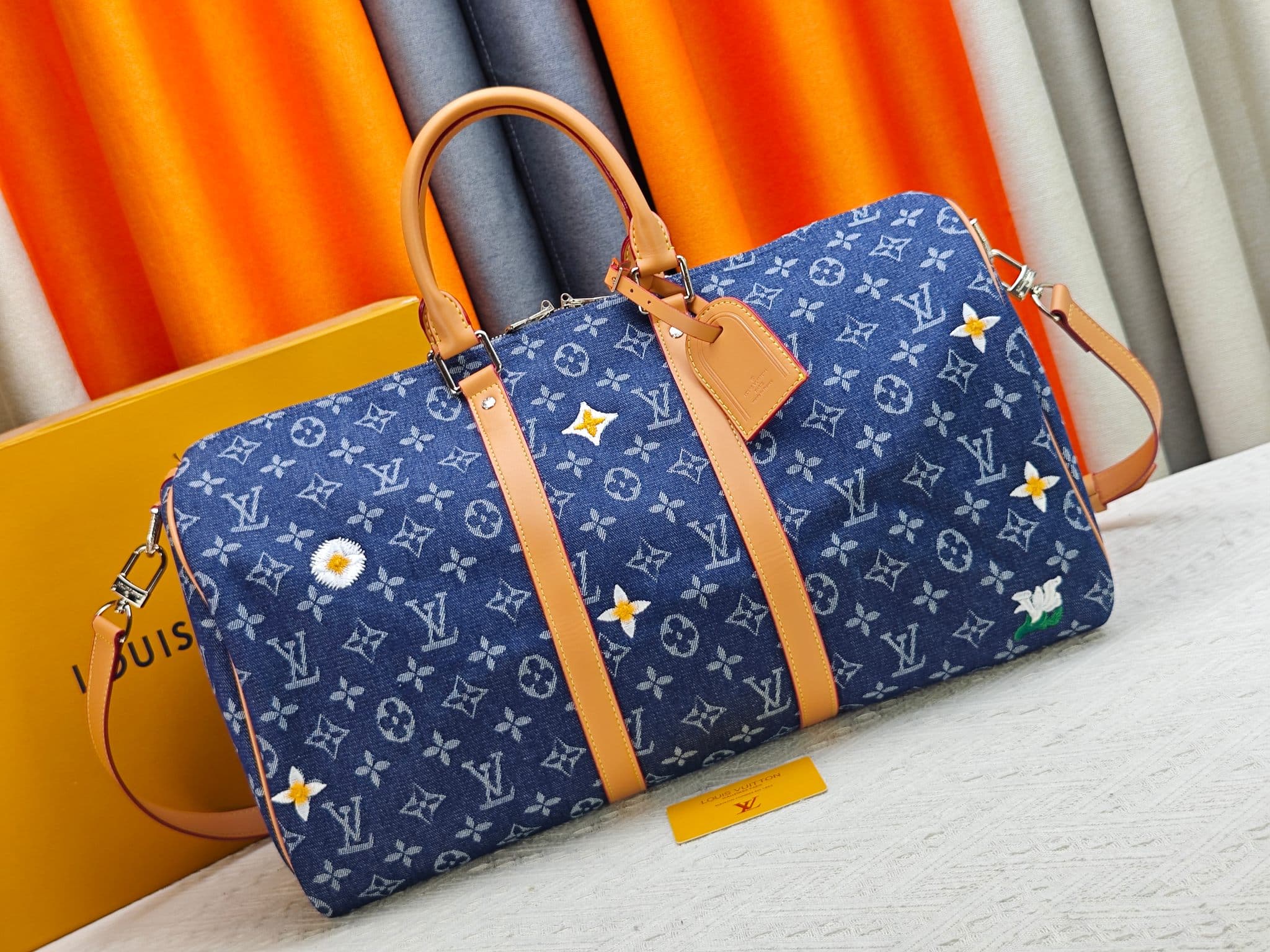 C5311 M27781 M41416 LV keepall BANDOULIÈRE 45 Spring Capsule Collection Embroidery Denim Jeans Travel Bag Travel Pouch Chip Version — image 1