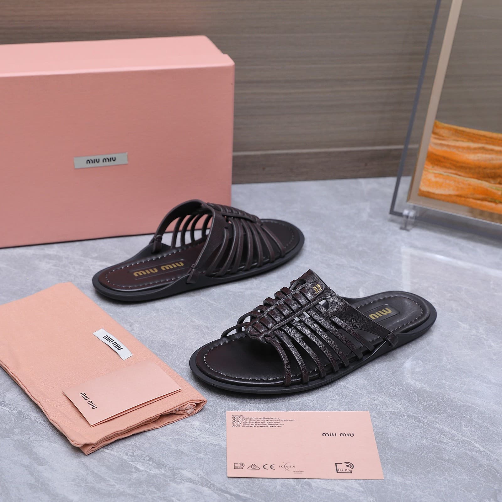 D10622 MIUMIU Vintage/retro knitted upper, open buckle back strap, bare heel sandals — image 1