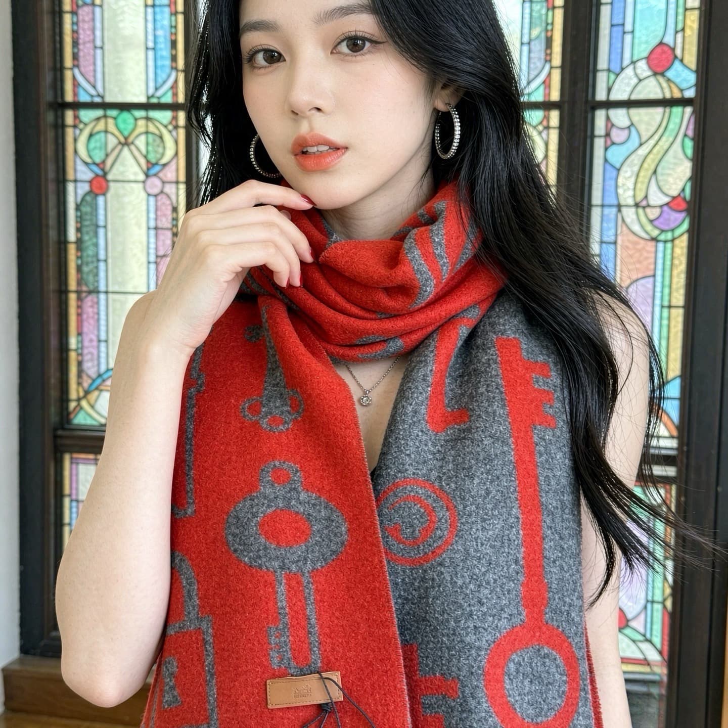 C30706 【New model key-shaped double-sided cashmere scarf】 Highly recommended – a rare high-end product! A great gift for family members. It’s a truly excellent men’s scarf. The fabric is excellent; it’s very soft and comfortable, with slight ripples. The — image 1