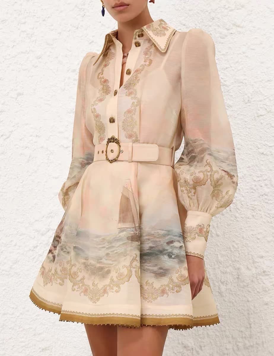 C18283 【ZIMMERMANN】 Australian 2026 dress with island print and lantern sleeves, short dress, smlxl — image 1