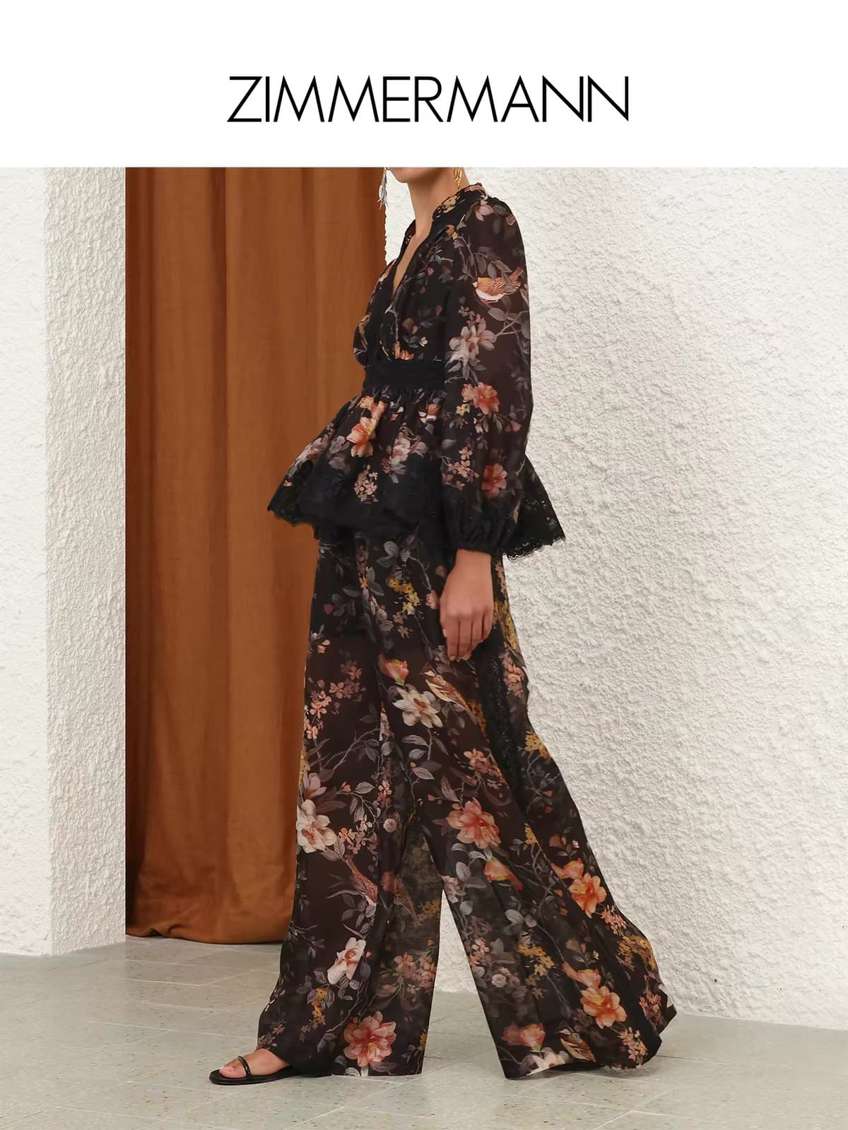 C18253 Zimmermann CAROUSEL lace-trimmed waist-curved umbrella-shoulder shirt suit smlxl — image 1