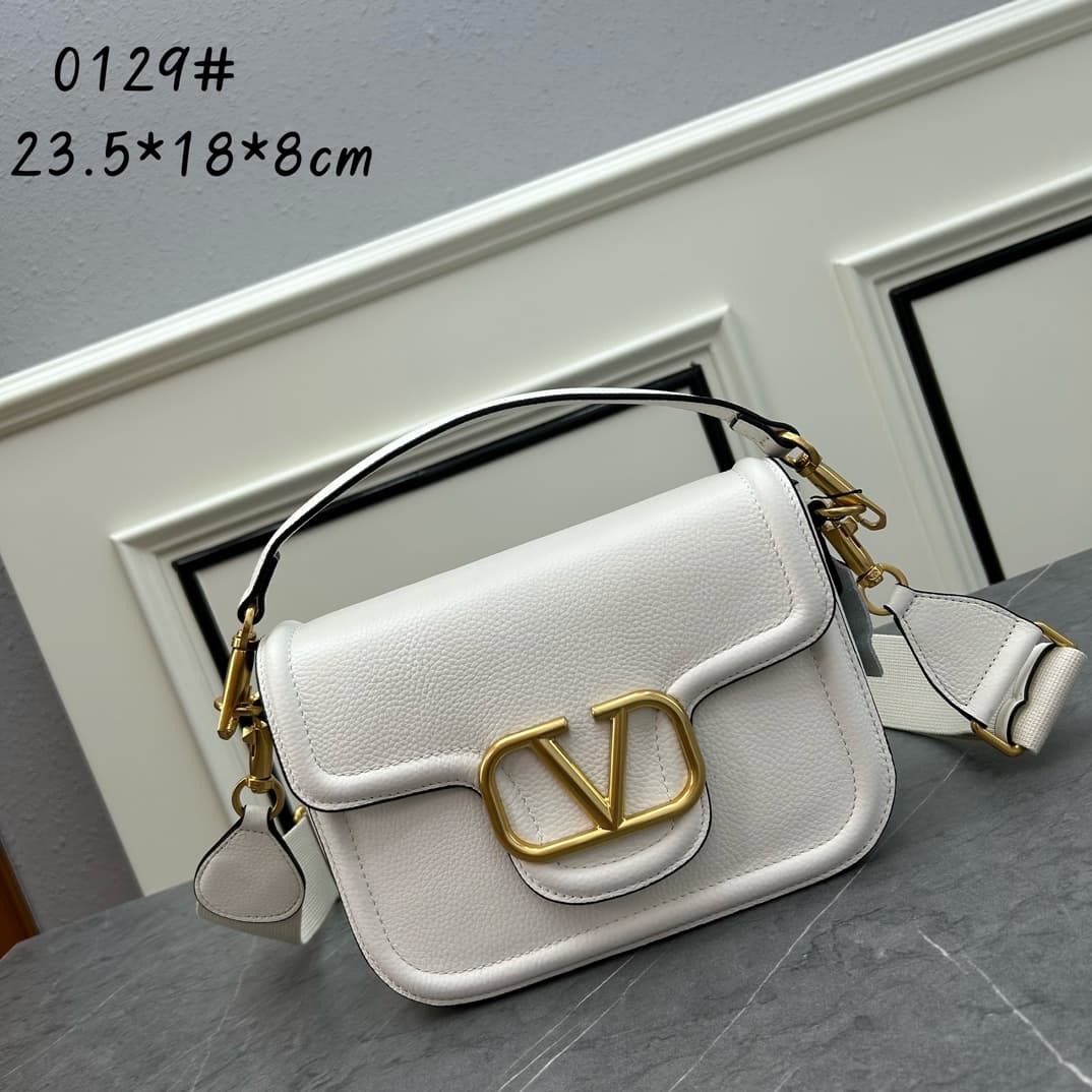 C8213 VALENTINO GARAVANI ALLTIME vintage/retro soft grain calf handbag, featuring metal VLOGO SIGNATURE details. With detachable handles and a leather strap, this bag can be carried on the shoulder, slung over the arm, or held in hand. - Vintage brass age — image 1