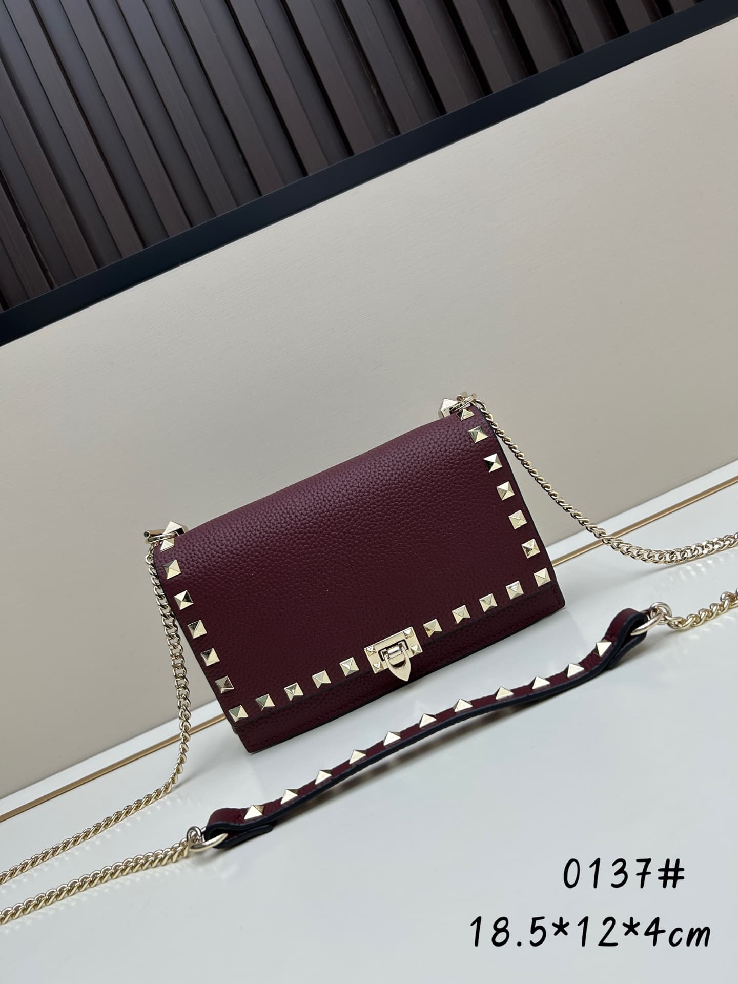 C8273 .New❤Garavani Rockstud Mini leather crossbody bag, featuring the iconic hook-closure design — image 1