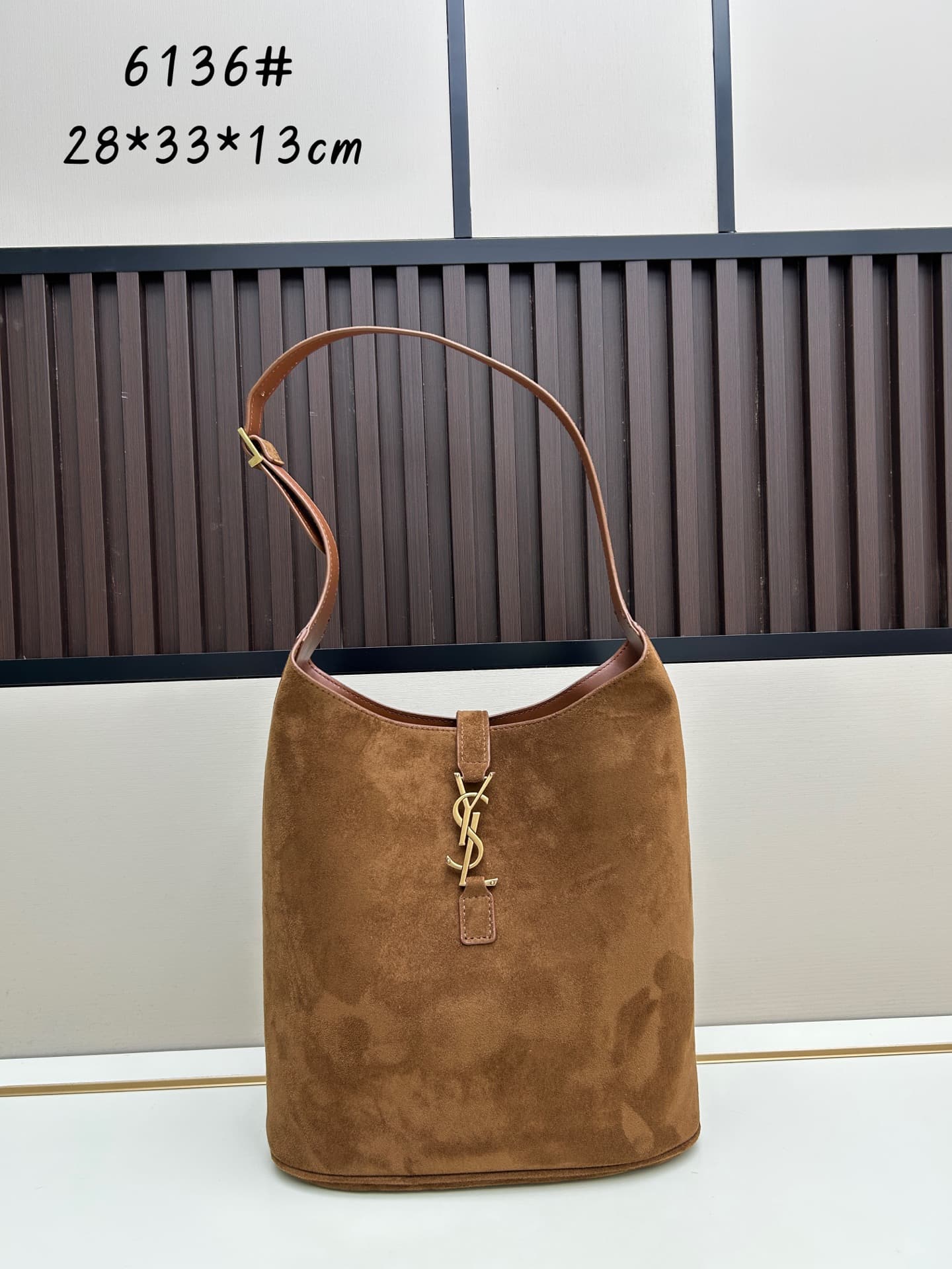 C8722 New style bag box 💰 YSL Soft Hobo, large size/matte brown color — image 1