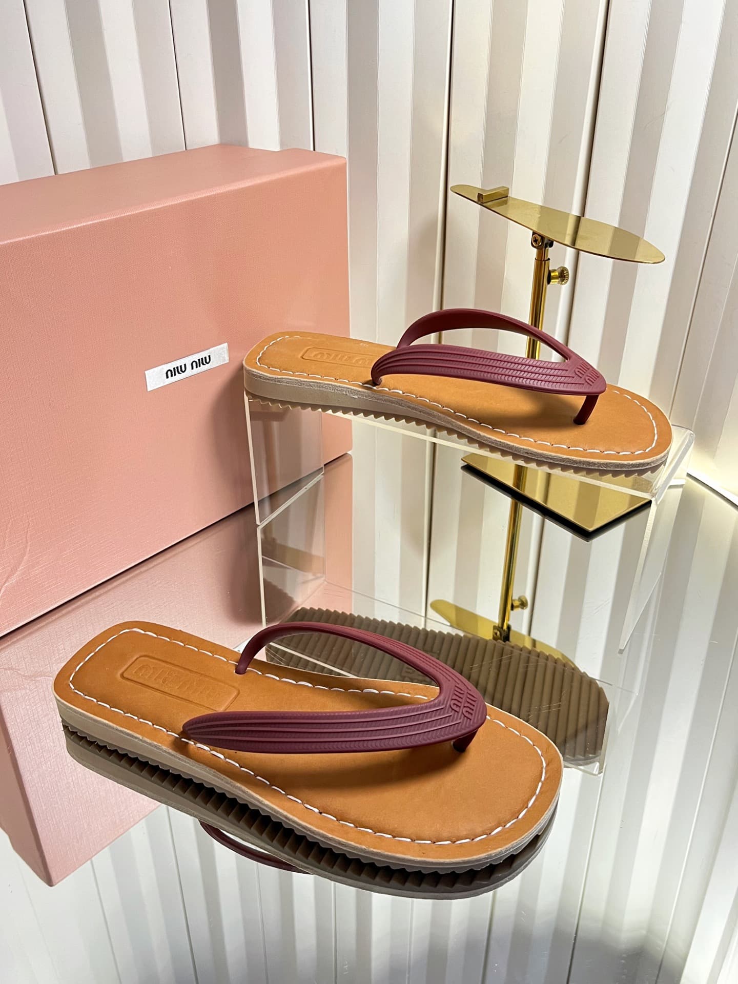 D10678 MIUMIU Miu 2026 Summer New Vintage/Retro Style Thick-Heel Sandal Shoes for Casual Use on the Beach — image 1