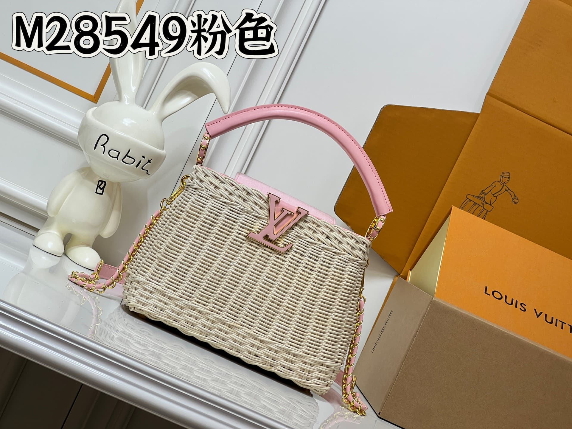 C5170 💰【Top-quality original products from Guangzhou】M28549 M28548 – blue and pink colors. This Capucines BB handbag belongs to the Rattan collection. It features a flap closure and the Louis Vuitton Monogram pattern, creating a unique design for this sea — image 1