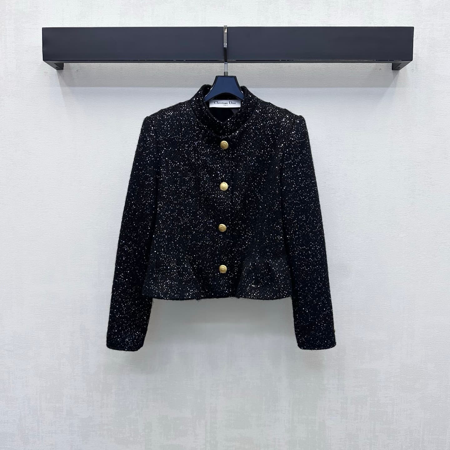 C19524 Dio*2026 new product launched: sequin-dotted corduroy jacket with a stand-up collar. Made from imported corduroy material with rich texture and strong quality. Features a stand-up collar opening, along with intricate sequin detailing across the bod — image 1