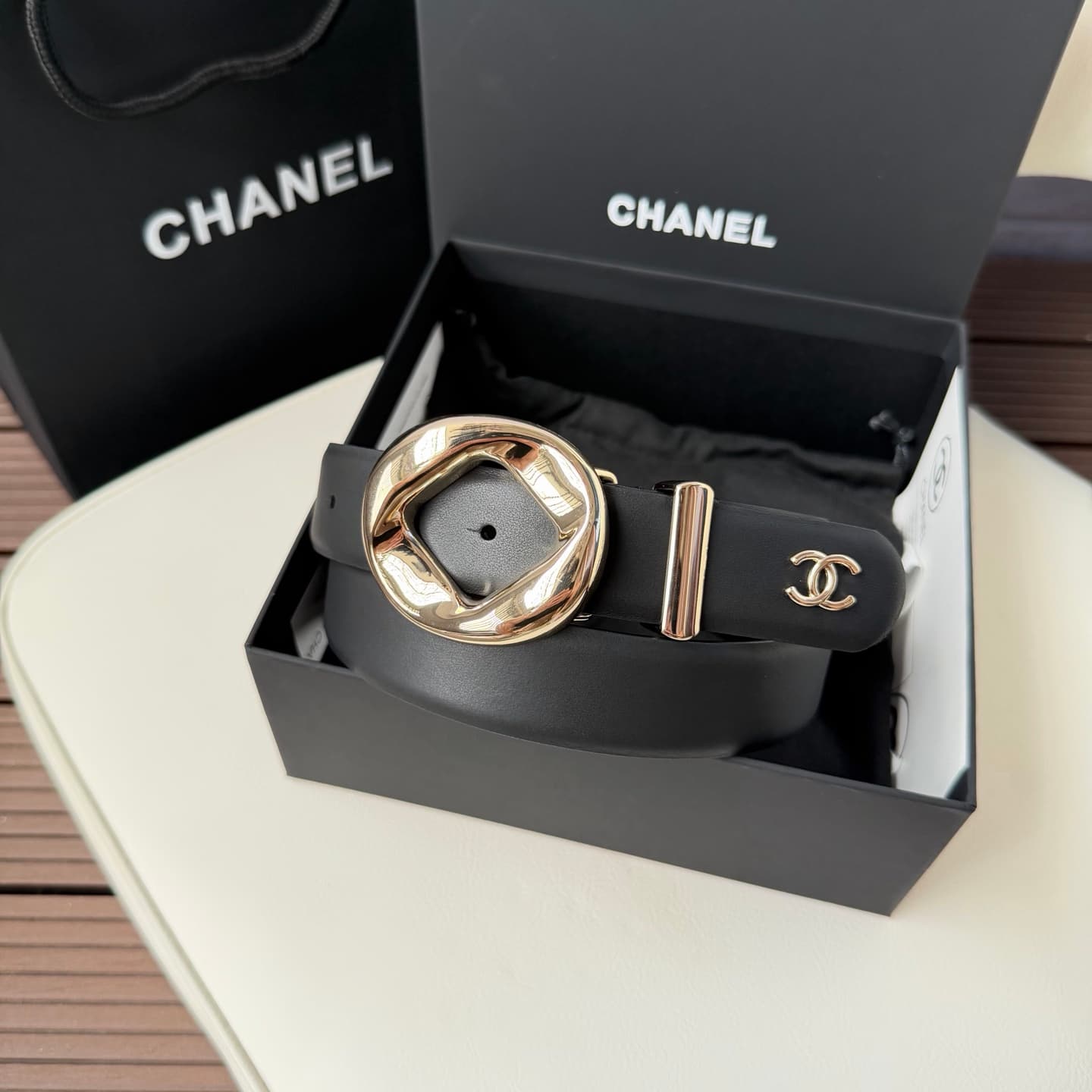 C32975 💥💥💥3.0cm Chanel belt, made of double-sided top-grade cowhide. Custom-made with copper hardware buckles — image 1