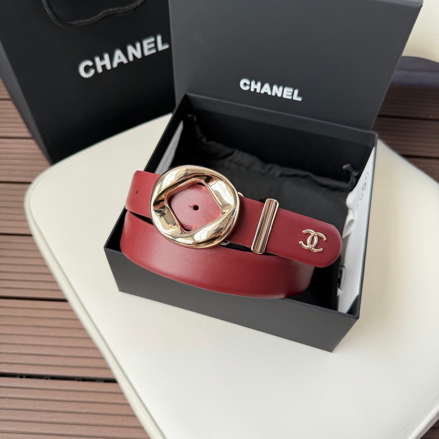 C32974 💥💥💥3.0cm Chanel belt, made of double-sided top-grade cowhide. Custom-made with copper hardware buckles — image 1