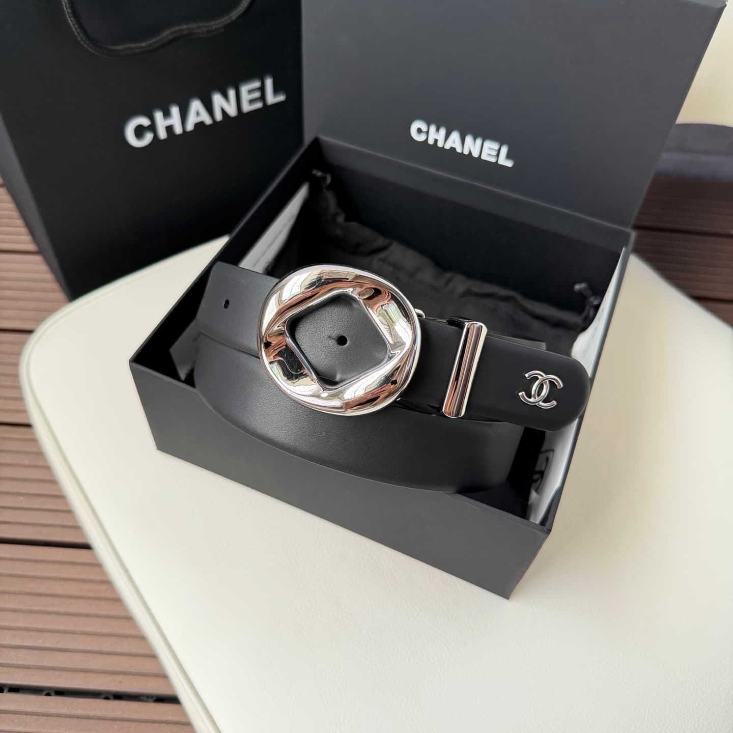 C32973 💥💥💥3.0cm Chanel belt, made of double-sided top-grade cowhide. Custom-made with copper hardware buckles — image 1