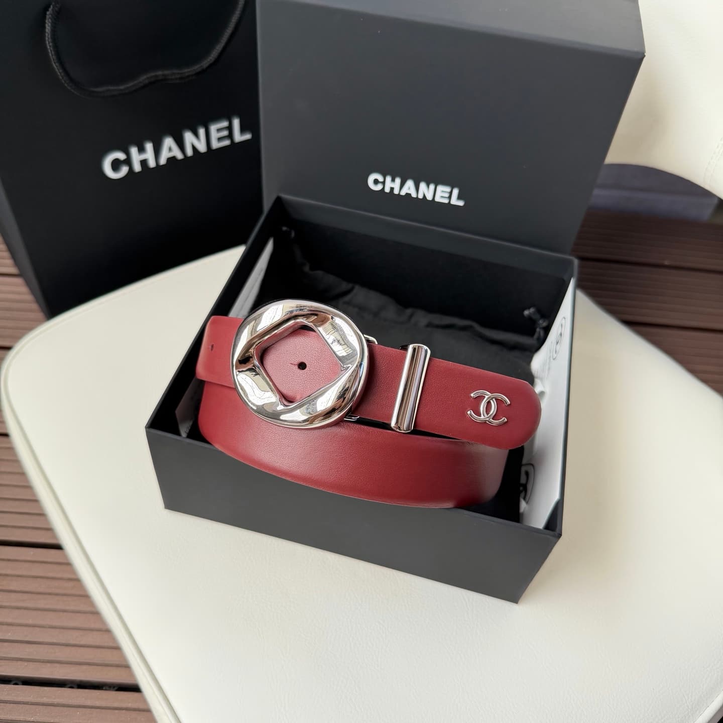 C32972 💥💥💥3.0cm Chanel belt, made of double-sided top-grade cowhide. Custom-made with copper hardware buckles — image 1