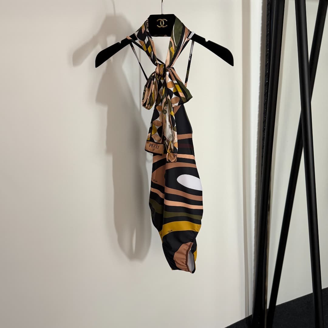 C24948 Item number: 20253912 Pucc*. New sexy one-piece swimsuit with a scarf, black color, sizes S-XL. — image 1