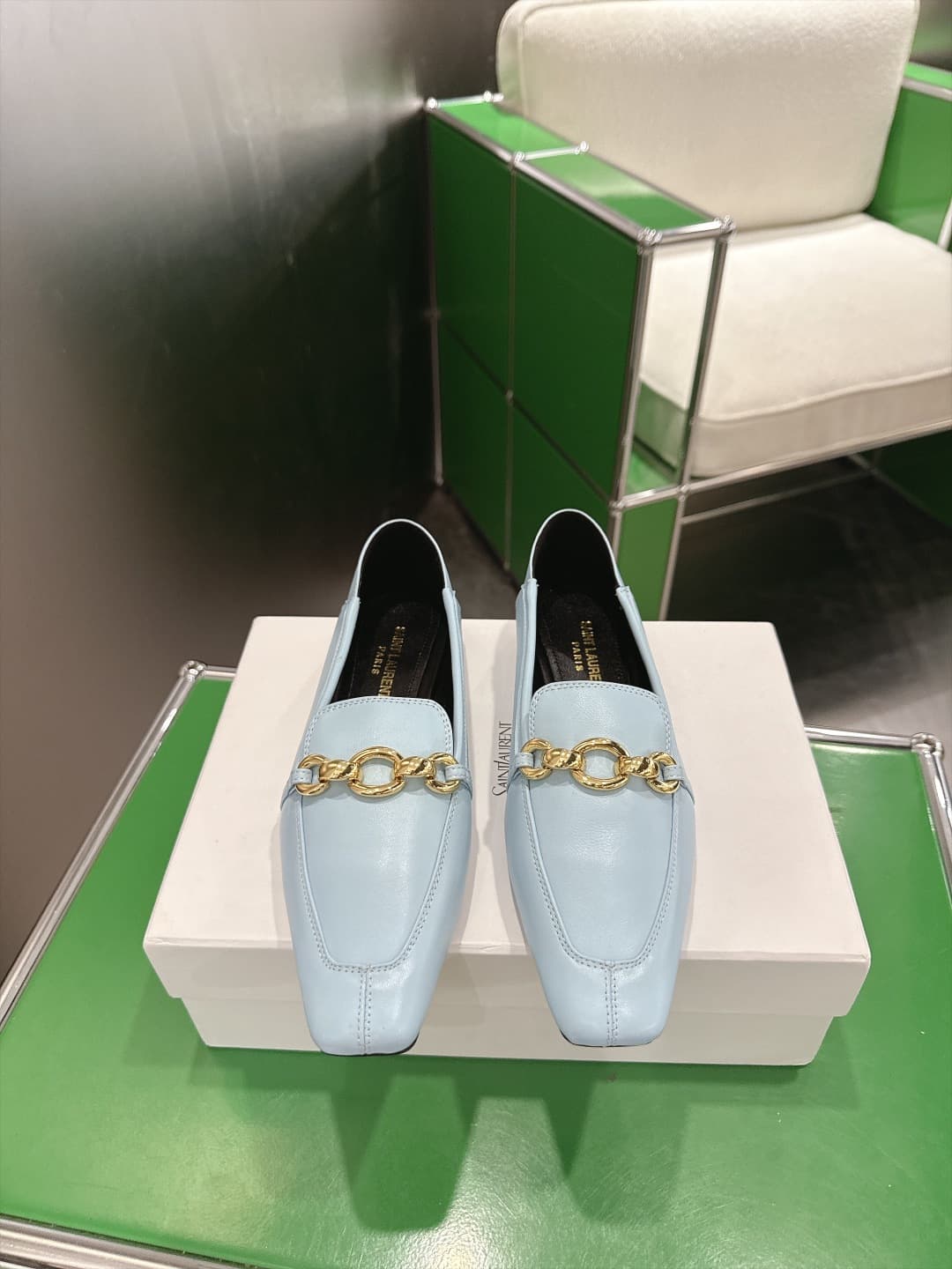 D12317 (k067) Saint Lauren*YSL Saint Lauren 2026 New product YSL small logo square-toe flat shoe‼️ — image 1