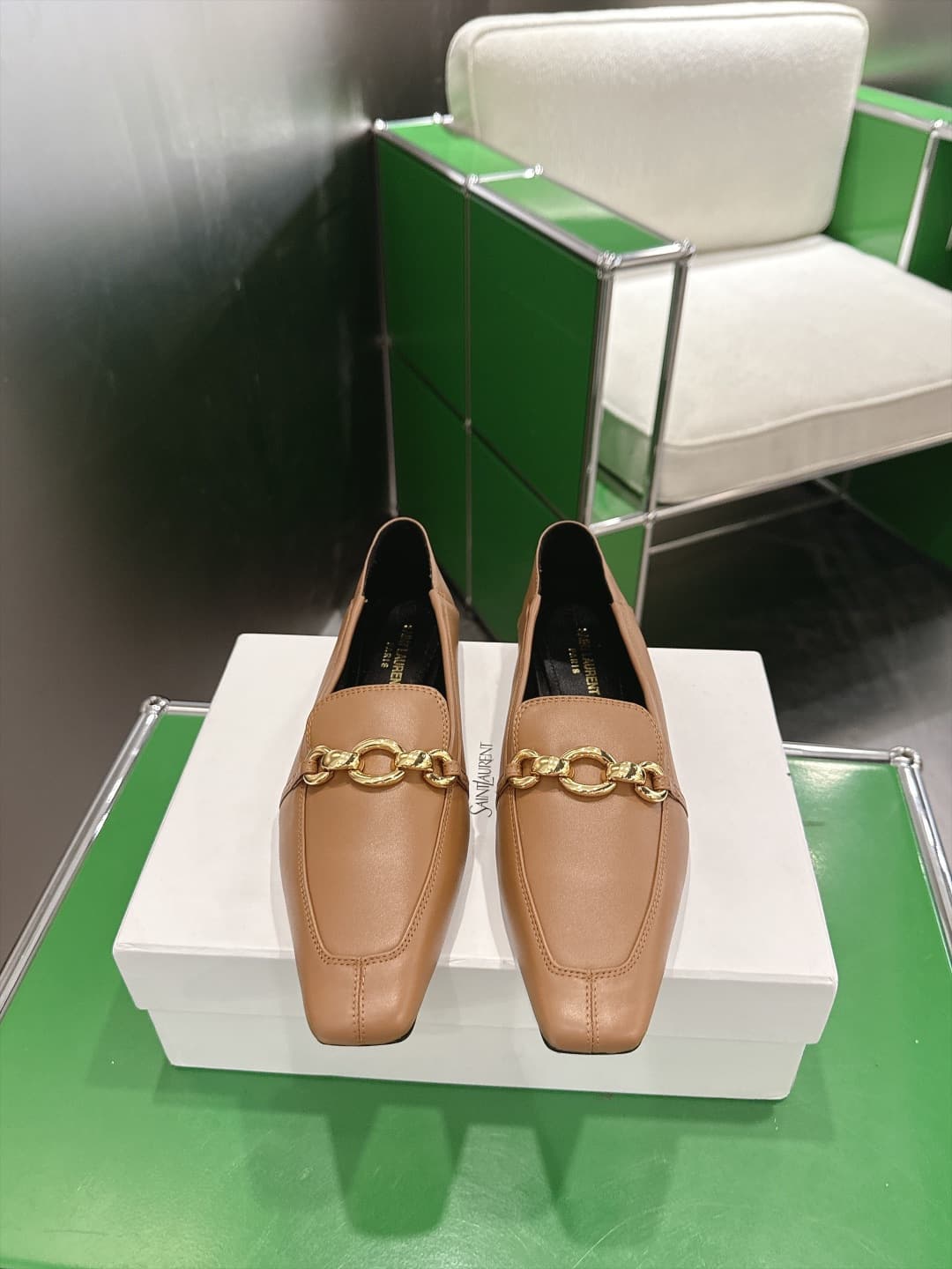 D12313 (k067) Saint Lauren*YSL Saint Lauren 2026 New product YSL small logo square-toe flat shoe‼️ — image 1