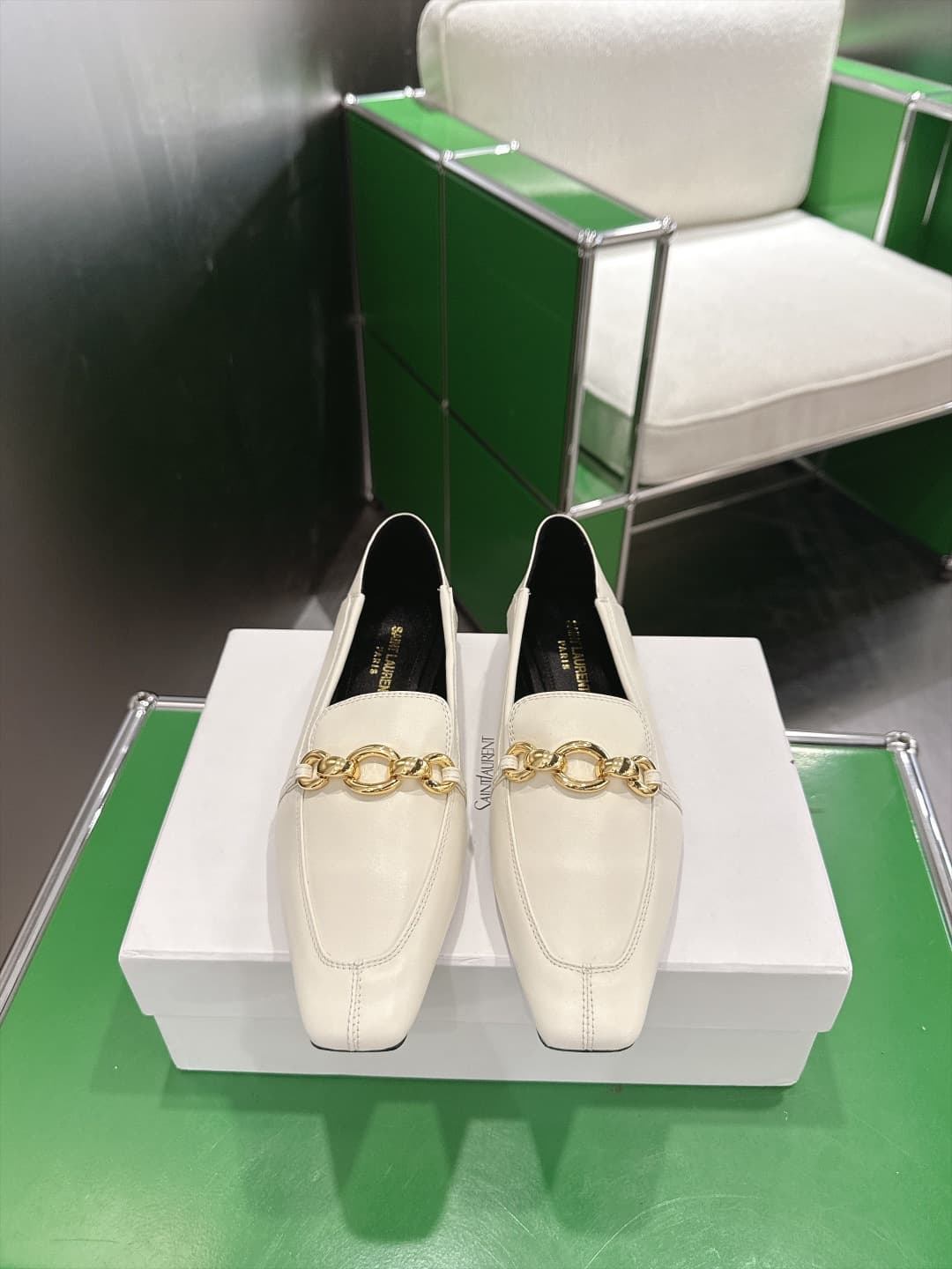D12312 (k067) Saint Lauren*YSL Saint Lauren 2026 New product YSL small logo square-toe flat shoe‼️ — image 1