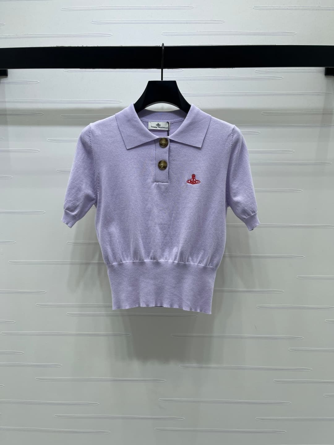 C18498 📣 New vintage/retro high-end product from VivieneWestwoo* 2026’s latest spring/summer collection! Vintage collar knit short sleeves! Made with custom silk-wool yarn – soft, delicate, and highly elastic. Exquisite vintage collar short-sleeve design — image 1