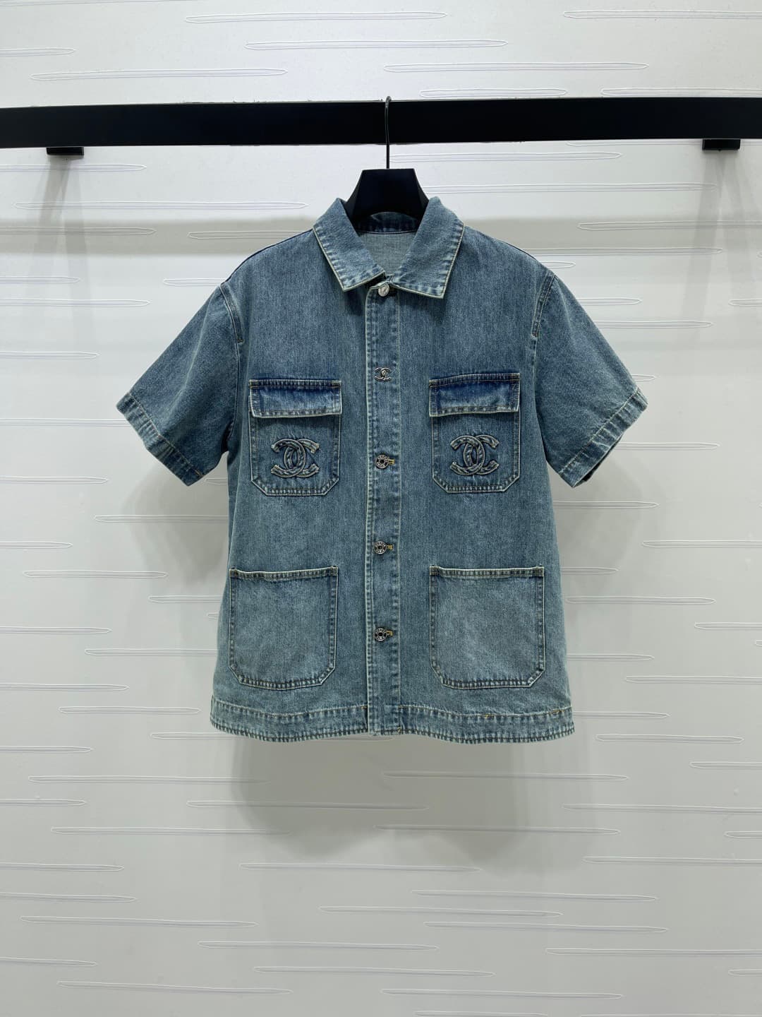 C18629 📣 New high-quality vintage/retro items from CHANE* 2026’s latest spring collection! Short-sleeved jacket with turn-down collar and denim fabric! Custom-made twill cotton denim material – comfortable, soft, breathable, and stylish. Features multiple — image 1