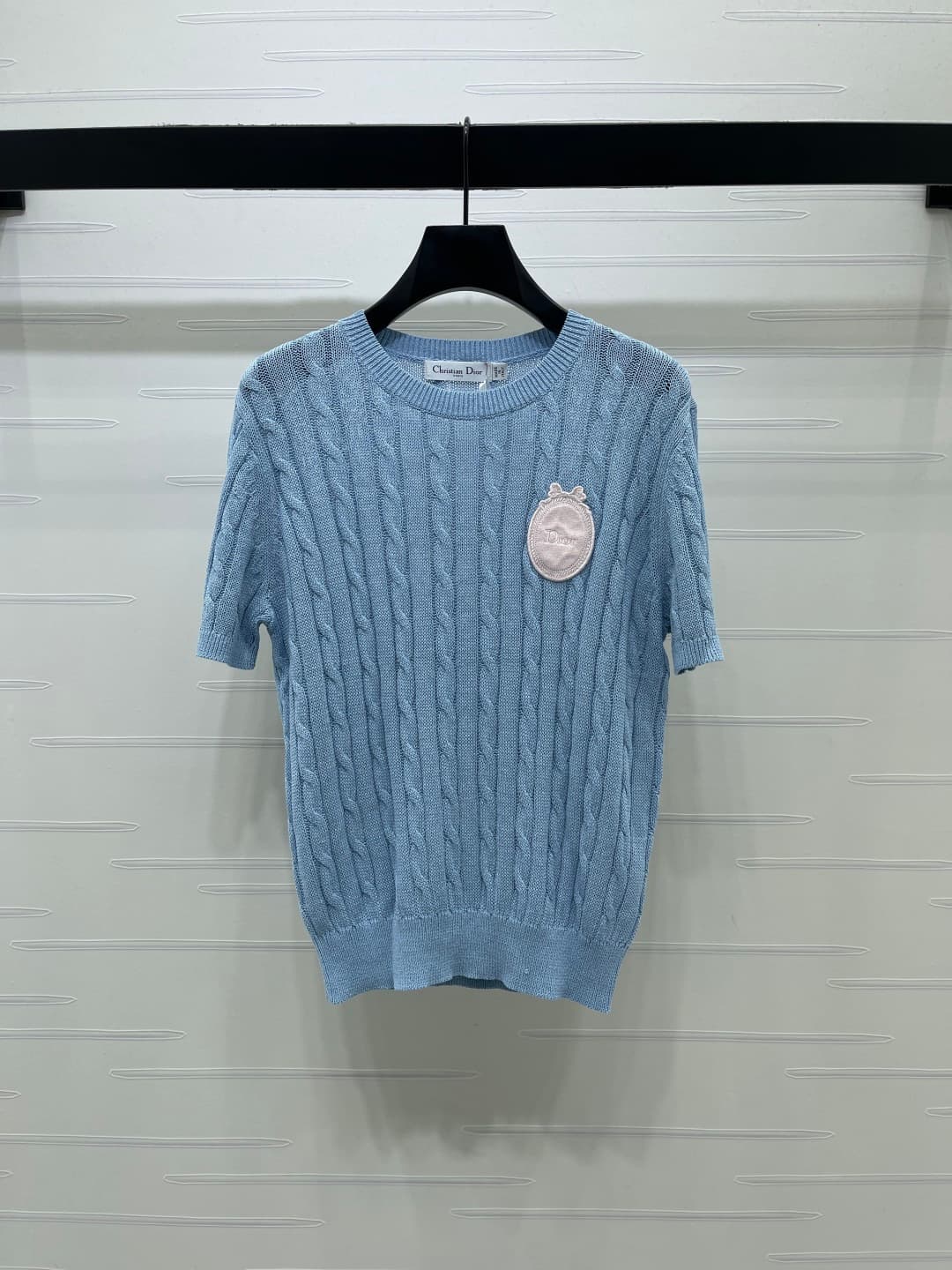 C18665 📣 New high-end collection/series with premium quality! embroidered knitted short sleeves! Made from imported yarn, offering comfort and a stylish look. The knitted short-sleeve top features a delicate knit pattern that gives a relaxed and gentle fe — image 1