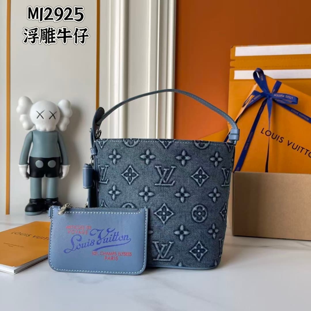 C4995 Upgraded Collection: M15130, M12925, M25543
Embossed Denim – Louis Vuitton brings a lively and energetic vibe through the LV Romance elements. This All In BB handbag is introduced in the early autumn collection: 2025. The classic Monogram and Dami — image 1