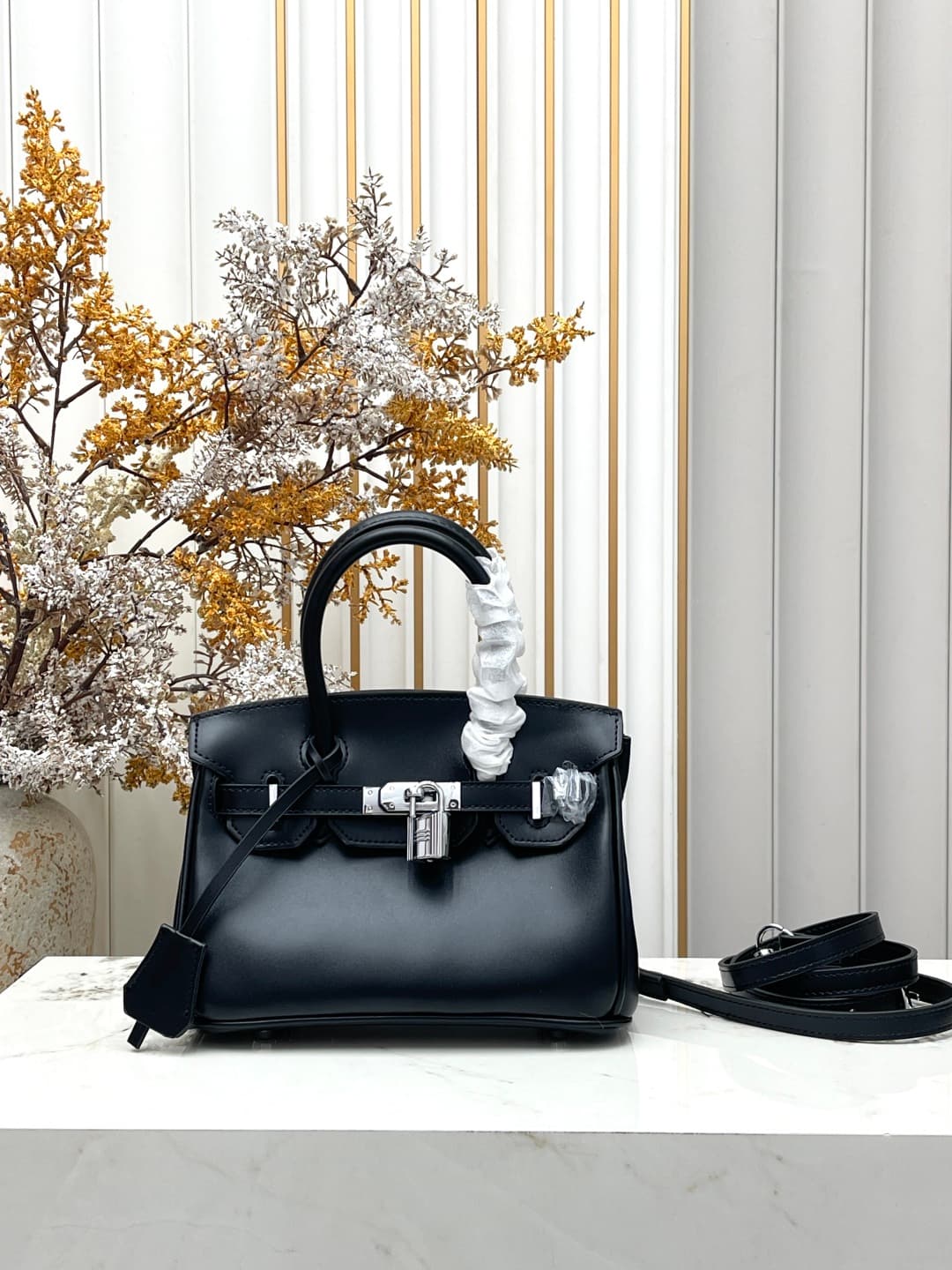 C4897 Birkin20cm💰 Black-Silver | At the end of Pupi, there’s a box with a high-end feel 🖤||👜 Hermès birkin20 black-silver box leather — image 1