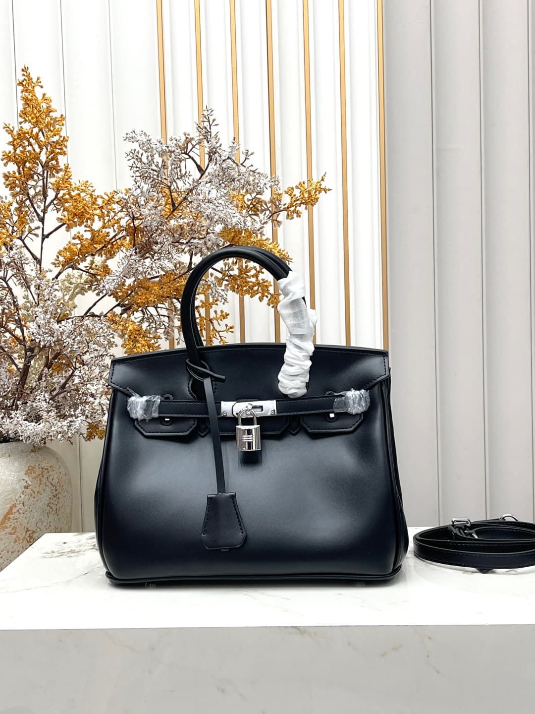 C4896 Birkin30cm💰 Black-Silver | At the end of Pupi, there’s a box with a high-class feel 🖤||👜 Hermès birkin30, black-silver leather box — image 1
