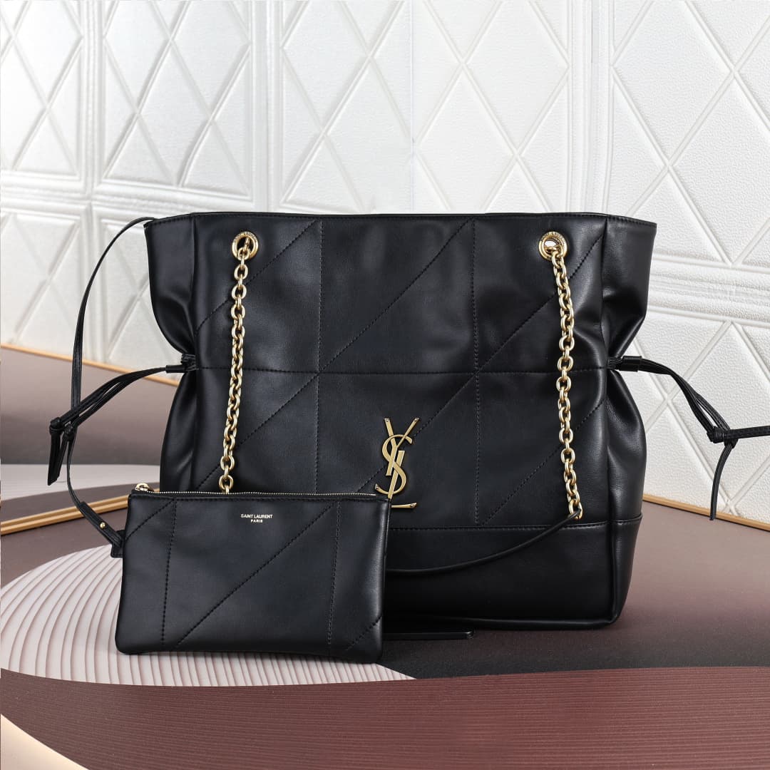 C8710 YSL/Saint Laurent New 4.3 fur-trimmed suede shopping bag — image 1