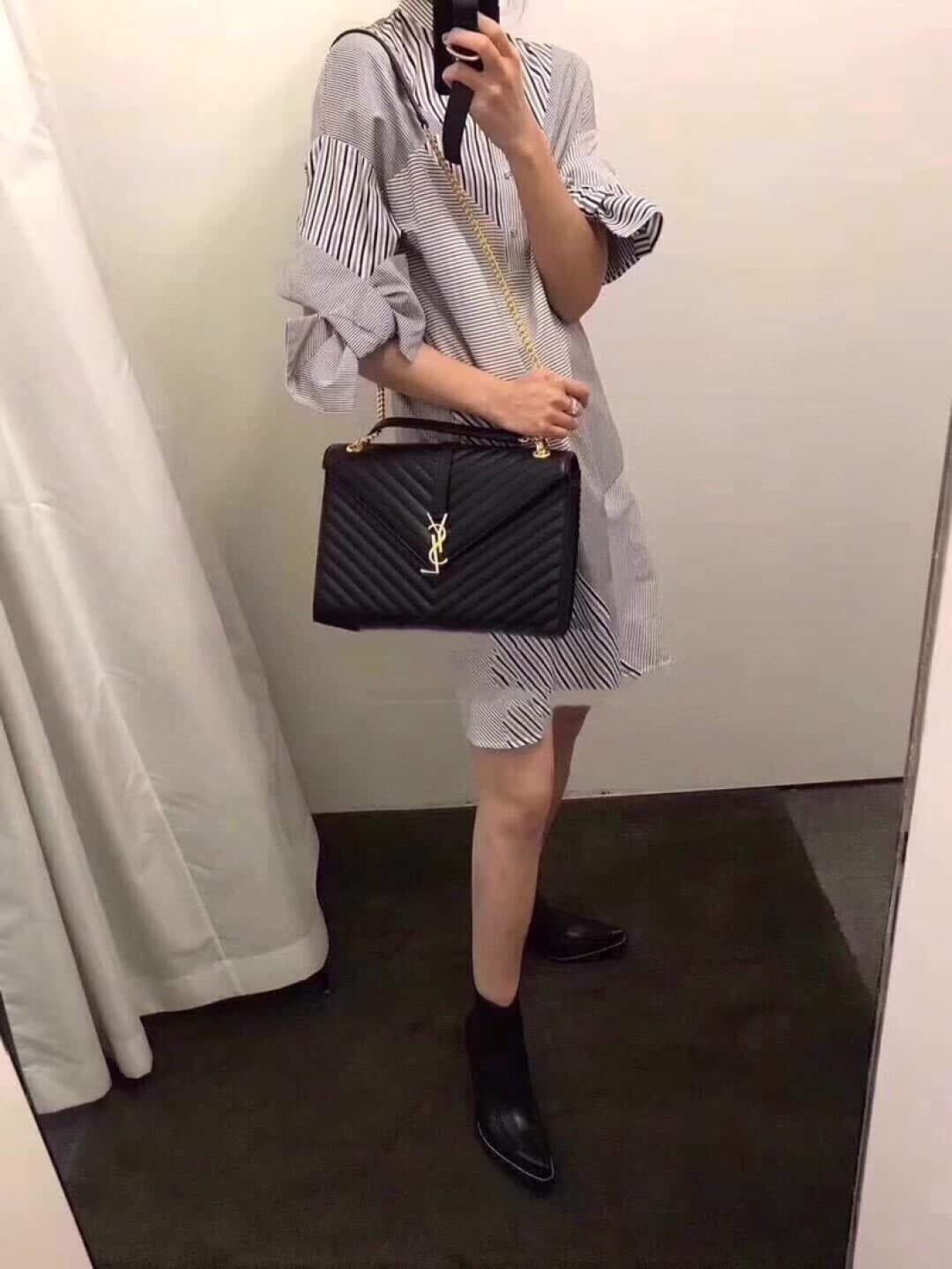 C8650 The latest version of the SaintLaurent&SLP boutique in the grid pattern. Exclusive to this market: decorative interlocking metal YSL logo, flawless hardware, original ball-shaped texture, excellent feel, exquisite details and handcrafted quality. Sh — image 1