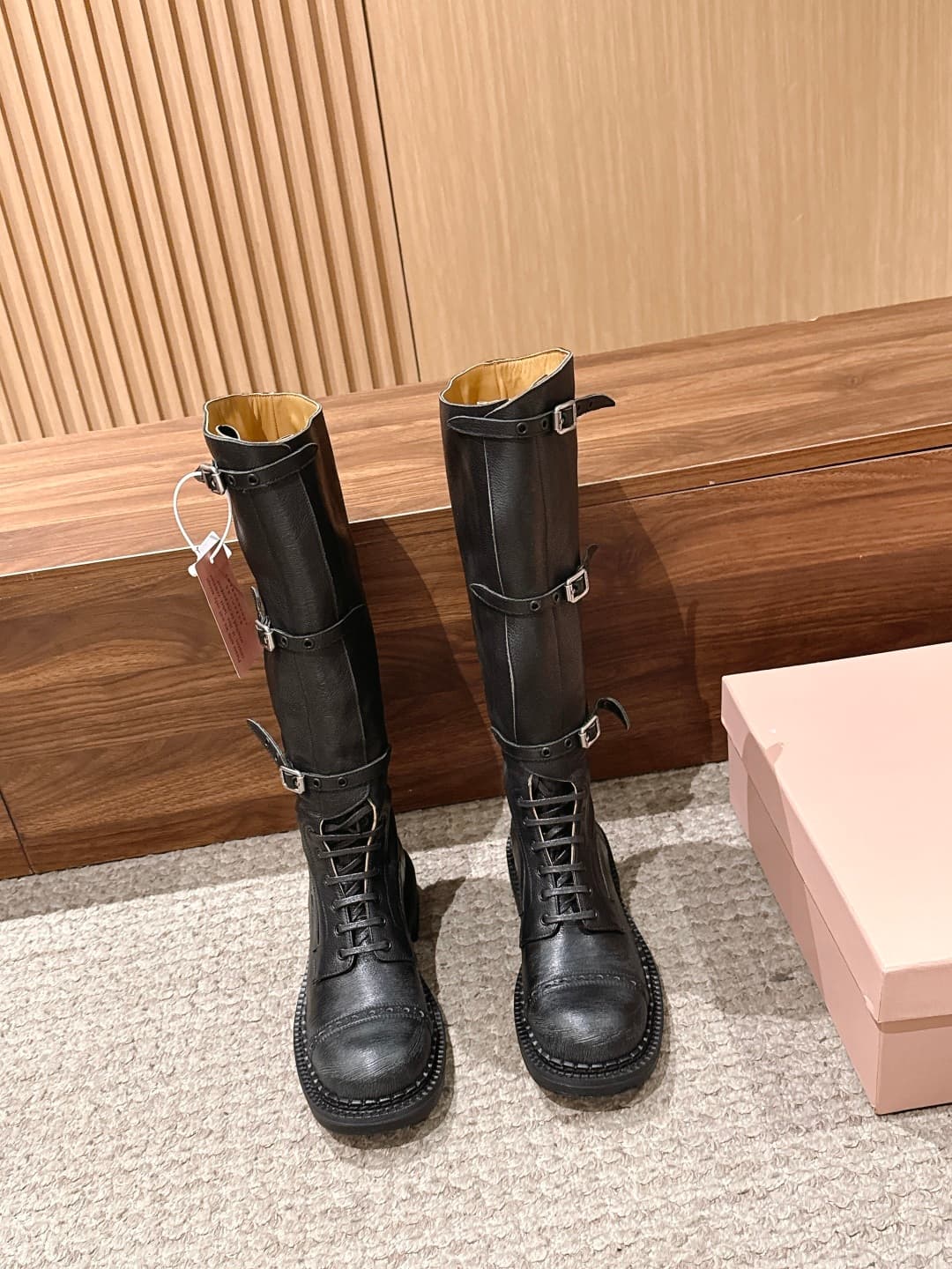 D10577 MiuMiu New Model Rider Long Boots – A stylish long boot with a classic motorcycle-style design. — image 1