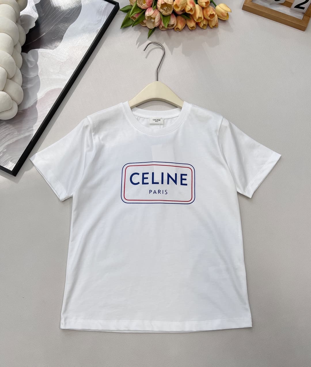C18439 🆕 Celine spring collection: new dual-color square letter print, loose casual fit, short-sleeved T-shirt — image 1